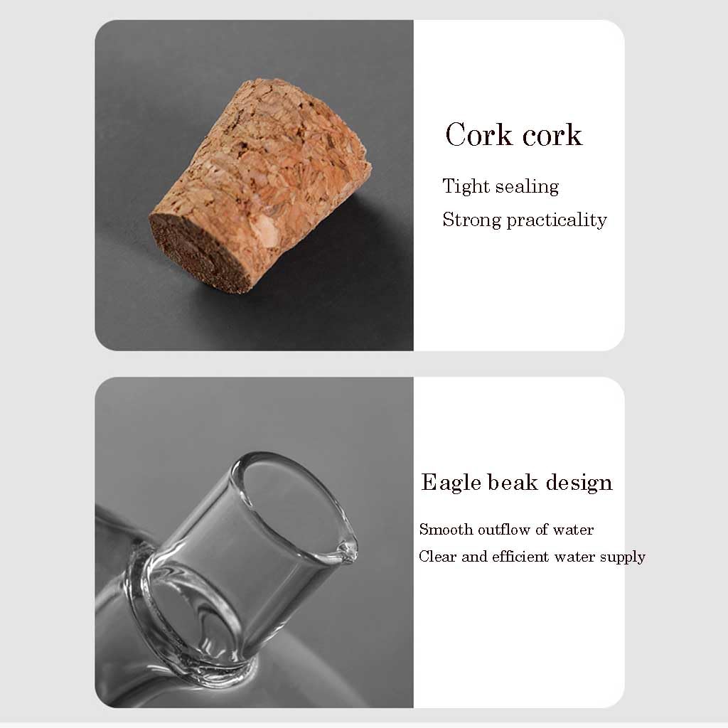 Botella de Vidrio dispensador de Aceite y vinagre, Dispensador de Aceite y vinagre 2 en 1, Botella de Vidrio de Doble Capa, tapón de Corcho, Recipiente de Cocina(B-Model)