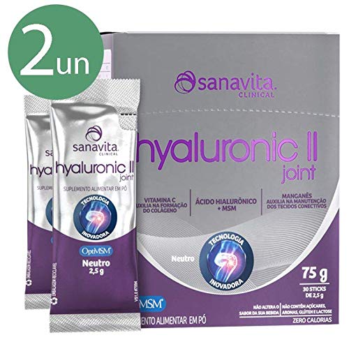 Kit 2 Hyaluronic Joint 2 II Ácido Hialurônico + MSM 900MG + Colágeno Tipo 2 Sanavita