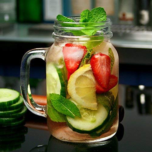 Set di 2 Mason Jar con coperchi Overnight Avena Mug con manici Old Fashioned Drinking Glass Canning Jelly Jars Barattolo di vetro preservativo, barattolo di vetro 500 ml - immagine 5