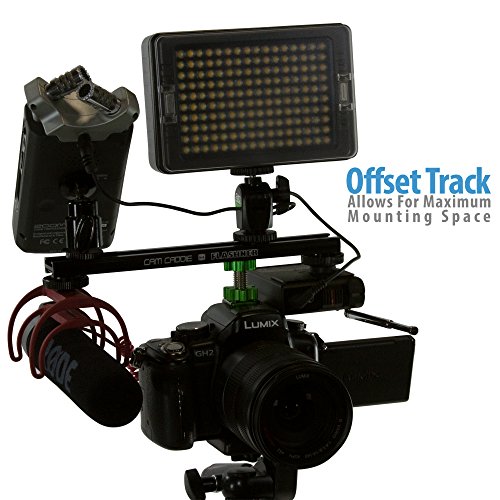 8 Inch Cold Shoe Extension Bracket - Dual Sided Camera Flash Mount With D-Flashner Adapter By Cam Caddie - Black / Green #TOP3