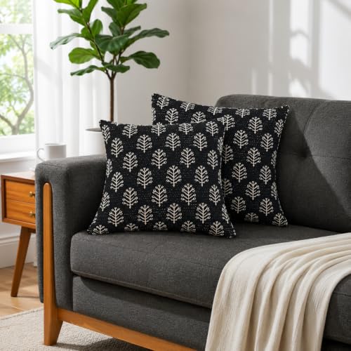 Image of STITCHNEST 'Nomad Weave Collection' Cushion Covers 16 x 16 Inches Set of 2 - Elegant Jacquard Fabric, Washable & Durable for Modern Living
