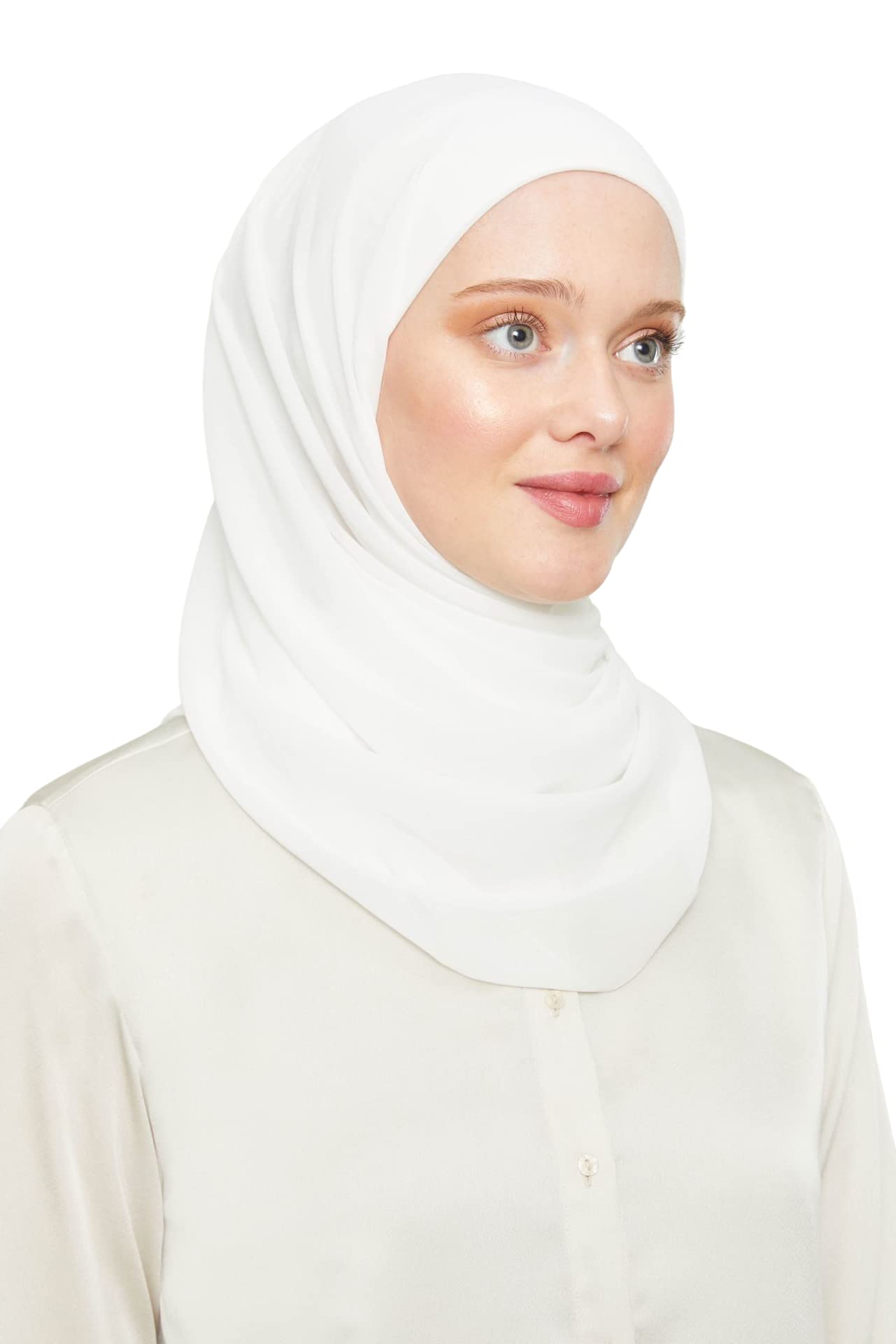 Ready To Go Instant Hijab for Ladies Girls Women Turkey Premium Quality Chiffon Scarf (Ivory Cream)