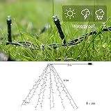 SALCAR Łańcuch świetlny na choinkę z pierścieniem i 8 girlandami po 1,5 m, 200 diod LED, na choinkę od 90 do 150 cm, kolorowy