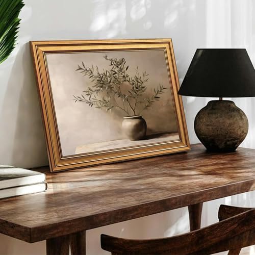 Vintage Botanical Wall Art, Gold Framed Olive Tree Paintings Wall Decor, Modern Farmhouse Still Life Canvas Prints, Plant Antique Pictures, Organic Modern Artwork for Living Room Bathroom 8x10 Inch — view 4