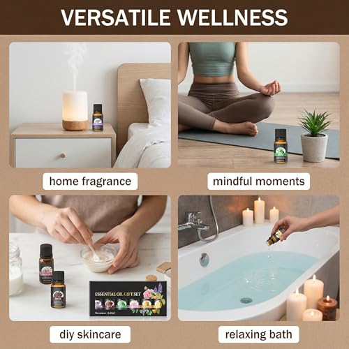 6 x 10ML Ätherische Öle Set für Diffuser Rein Naturrein Essential Oil Aroma Diffuser Öl für Diffuser Entspannung & Schlaf Duftkerzen Geschenke die sich für Muttertag Hochzeiten Feiertage eignen