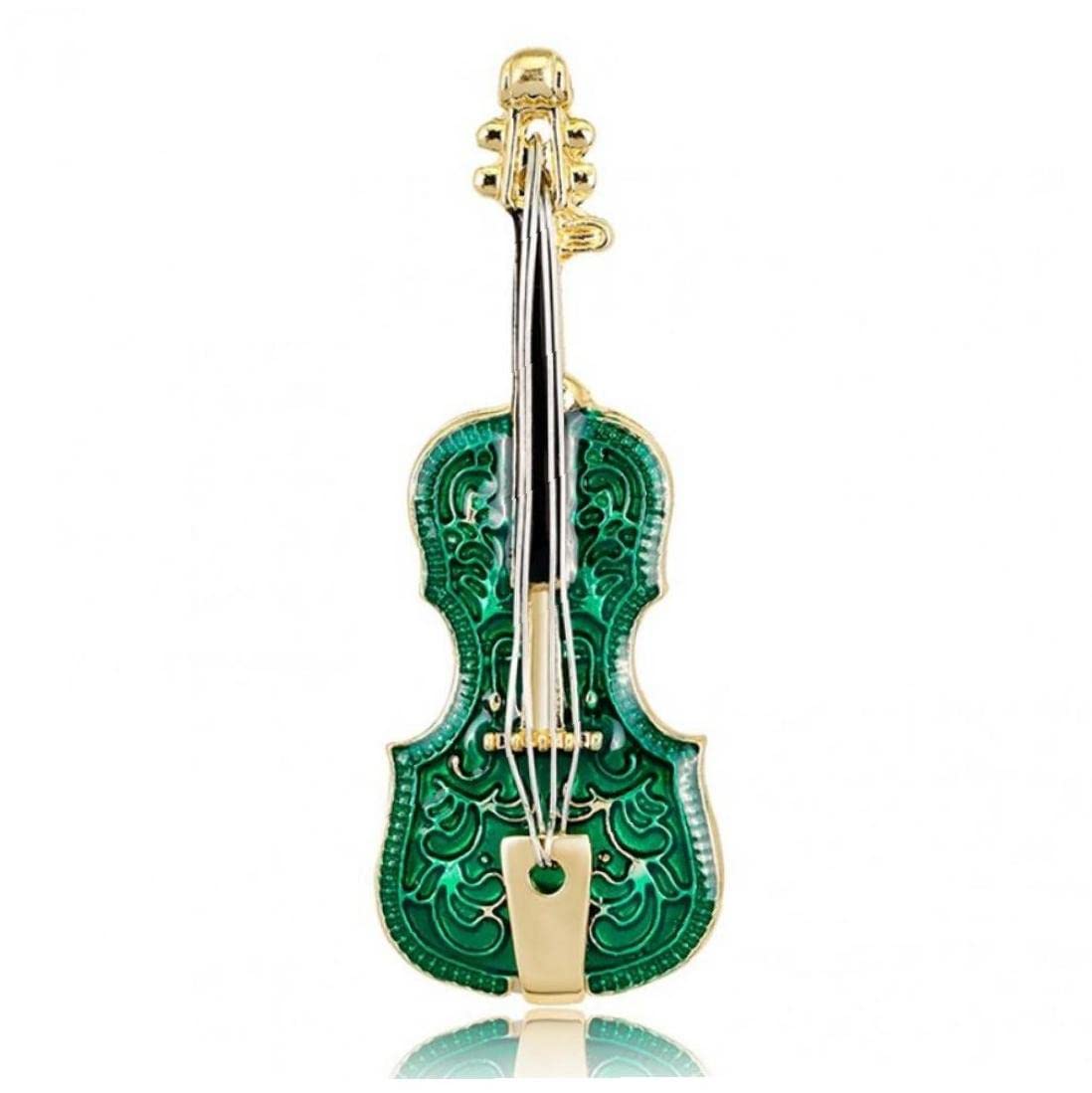 Casiler Men's Green Violin Brooch Pin Alloy Instrut Brooches Party Lapel Pin Wo Decoration Badge