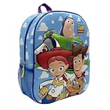 Mochila Infantil 3D Toy Story Niño y Niña - Mochila Escolar con Relieve Buzz Lightyear, Woody y Jessie, Bolsillo Lateral de Malla y Cremallera, Talla Única, Ideal para Guardería y Cole
