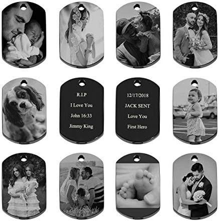 PiercingJak Personalized Custom Photo Text Engraved Dog Tag Urn Necklaces for Ashes Stainless Steel Military ID Urn Pendant Necklace Picture Memorial Ash Keepsake Cremation Jewelry