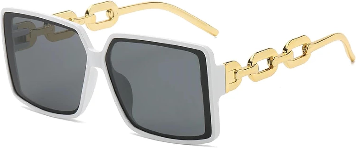 Fashion Large Frame Retro Personality Chain Lens Leg Sunglasses Style Street Photo Eyeglasses Female