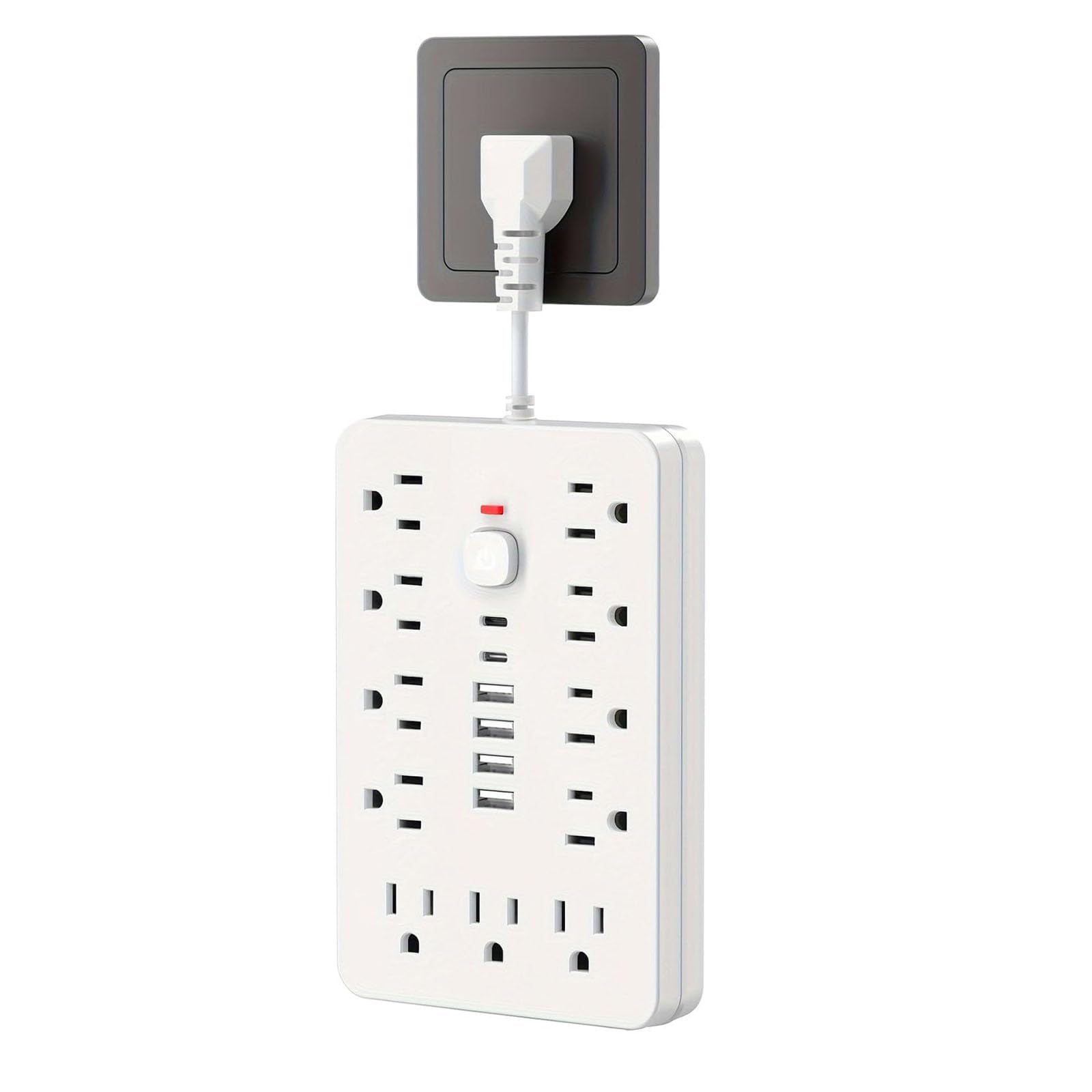 Generic Listwa przeciwprzepięciowa 17 w 1, Listwa zasilająca z portami USB, Listwa przeciwprzepięciowa z płaską wtyczką, Gniazdka z przełącznikiem,White 3m