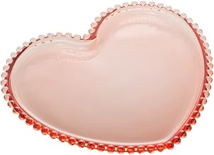 WOLFF Coração Pearl Conjunto de 4 Pratos de Cristal, Rosa, 18 x 15 x 2 cm