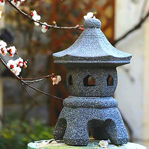 Preisvergleich Produktbild Uziqueif Japanische Laterne Frostschutz-Gusssteinpagode Japanische Art-Garten-Lampe Steinlaterne, Tachi-Gata-Pagode Gartenlaterne Steineffekt Skulptur-Garten-Dekoration Statue,49cm