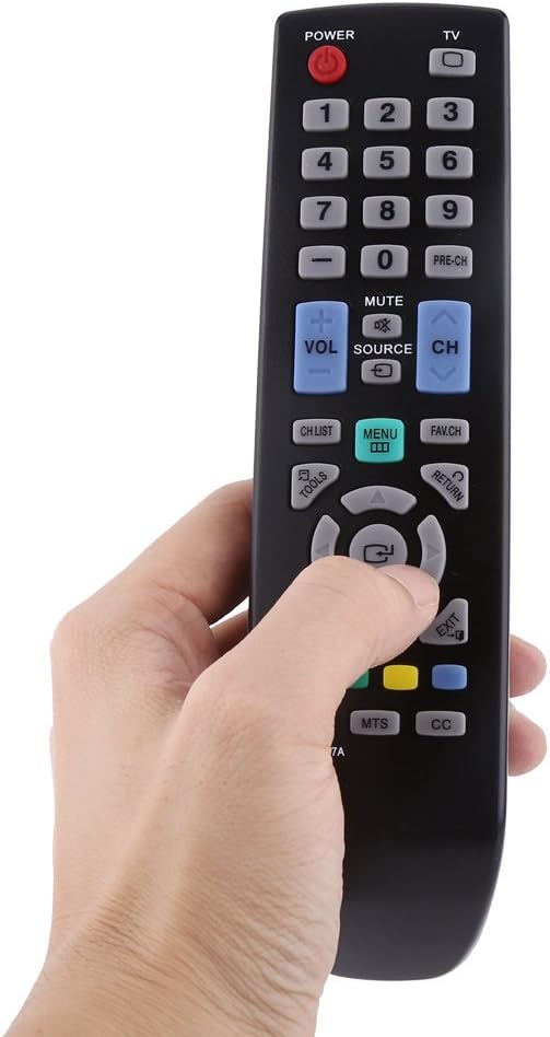 Hand holding the remote control, demonstrating use