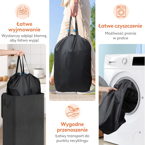 Lifewit 120 l butelki na kaucje, pojemnik kolekcjonerski z pokrywką, organizator, stare szkło, z wrzutem, torba na butelki, ciemnoszare