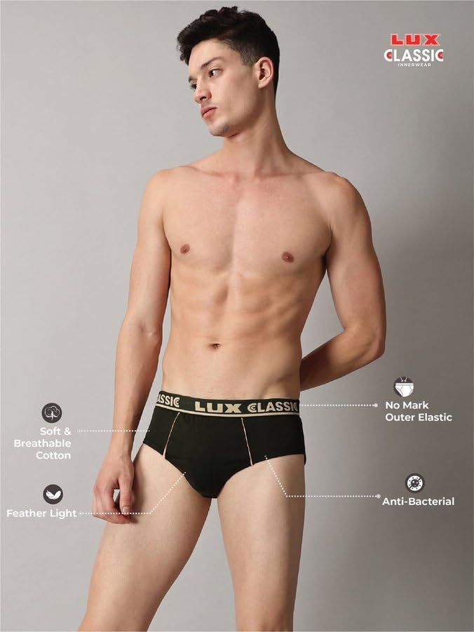 Image of Lux Classic Men's Brief - Value Pack | 100% Cotton V Shape Underwear | Comfortable Lux Brief Pack of 6 (Color May Vary)
