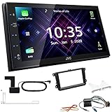 JVC KW-M565DBT 2-DIN Autoradio mit DAB Antenne passend für Volkswagen VW T5 Transporter 2003-2015 runde Ecken, schwarz ohne Canbus