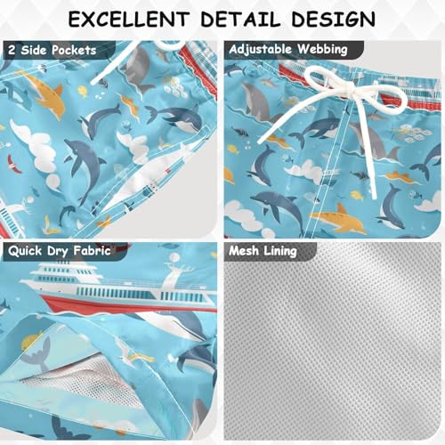 senya Boat Whale Boys Swim Trunks Toddler Shorts Swimwear Boardshorts3
