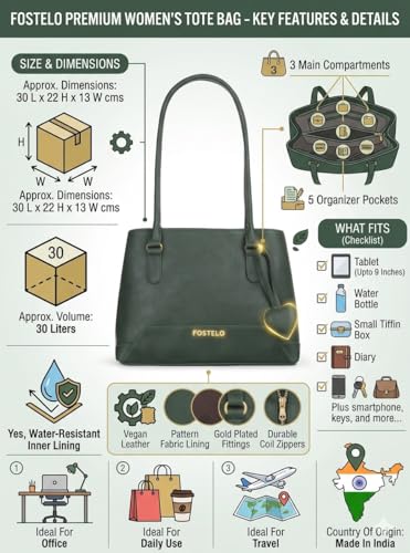 Image of Fostelo Women's Zita Luxe Tote Handbag for Women | Hobo Bag for Work | Ladies Purse | Stylish Shoulder Bag | Gift For Women