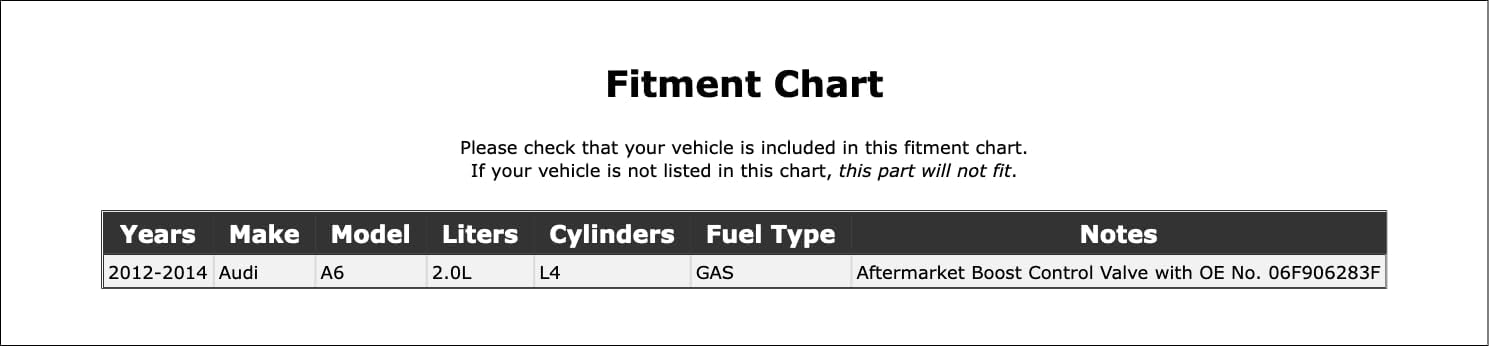 Turbocharger Boost Control Valve Compatible With Audi A6 2.0L L4 GAS 2014 2013 2012 P-3099031