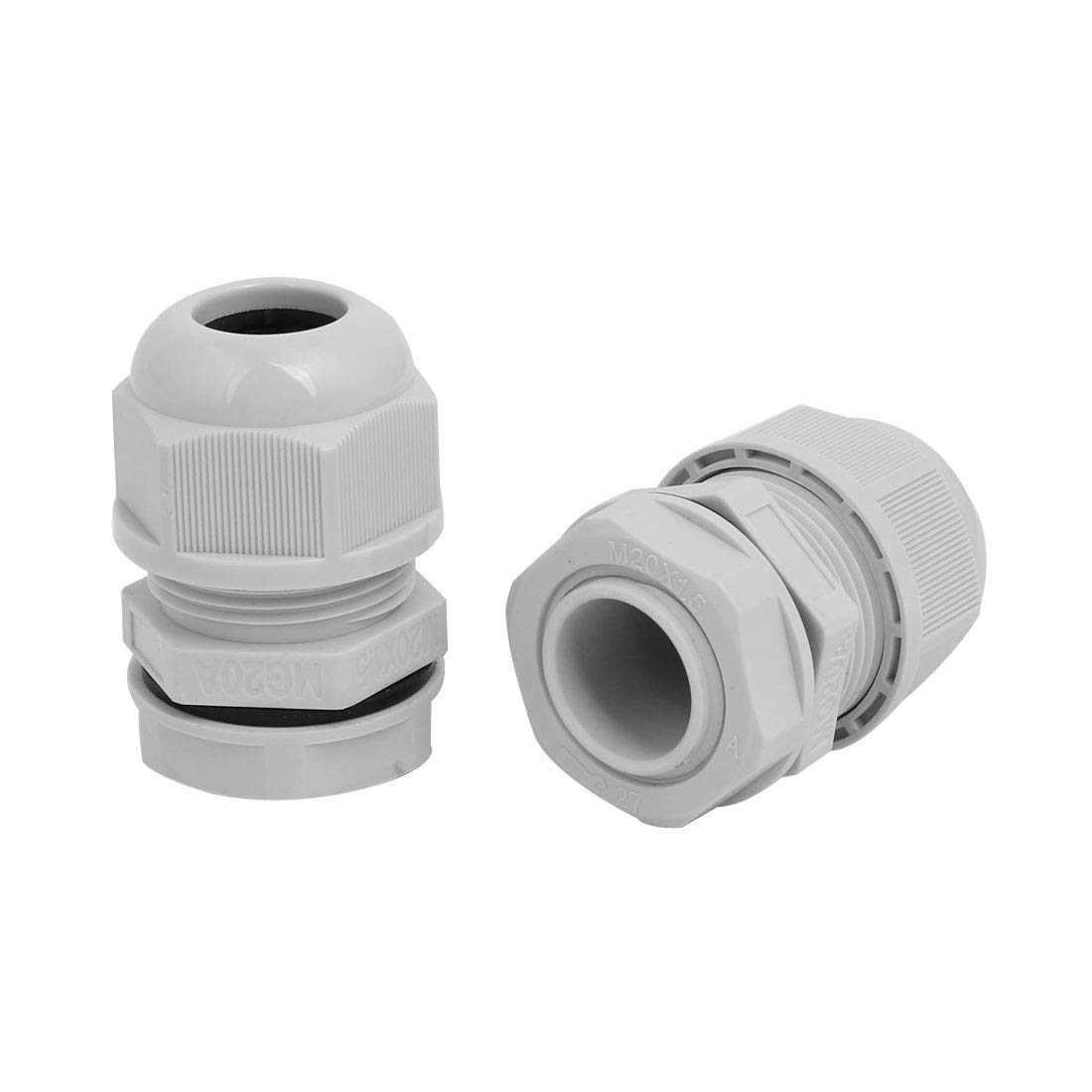 Aexit M20x1.5mm Nylon Transmission 4 Holes Adjustable Cables Gland Fastener Gray MA20-H4-03-S 5pcs