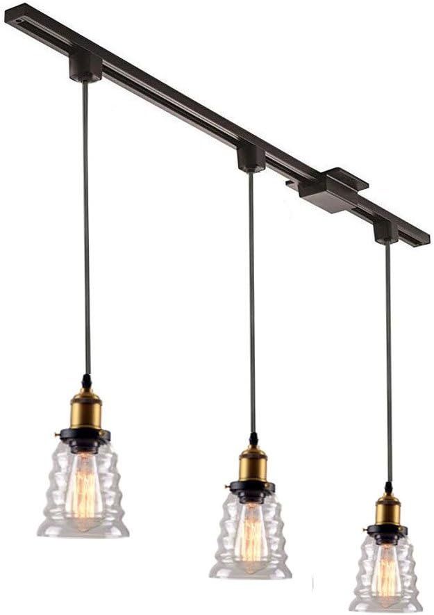 Kiven1-Light H Type Track Lighting Pendant, Clear Glass Shade