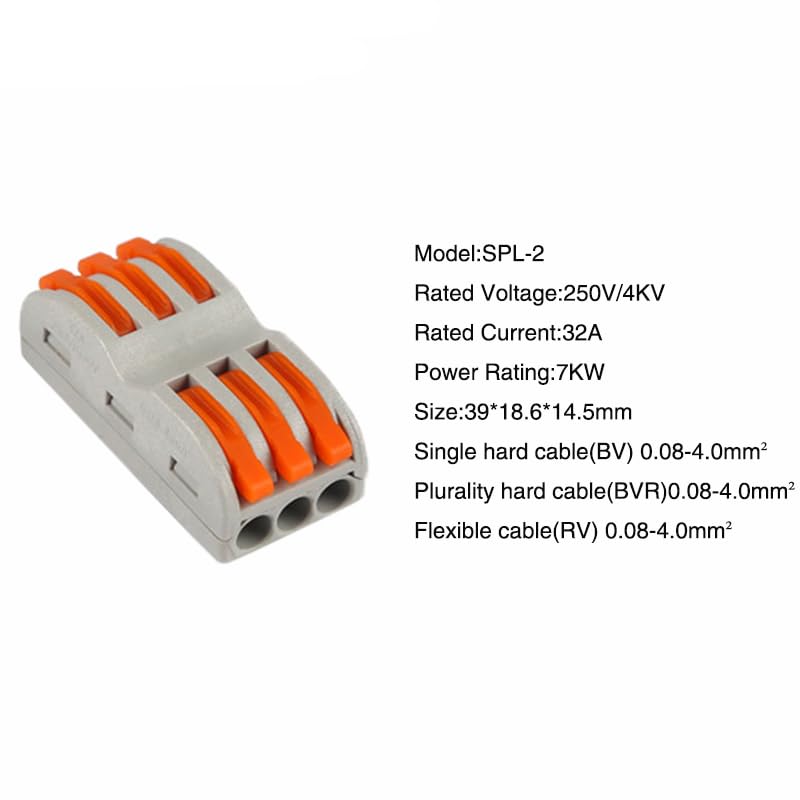 10 x SPL-3 elektrische Verkabelungsklemmen, Schnellverbinder für Lampen und Taschenlampen.