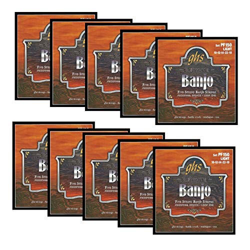 GHS 5-string Banjo Strings PF150-10 pack (Light, .010-.022)