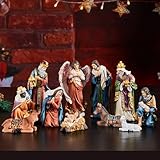 TOETOL Nativity Sets for Christmas Indoor 5.9 Inch Tall Set of 13 Pieces Nativity Scene Tabletop Resin Decorations Home Holiday Decor Religious Collectibles Gifts for All