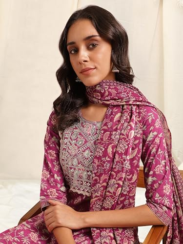 Image of MIRCHI FASHION Women's Straight Fit Pure Cotton Printed Kurta Set with Dupatta and Trouser