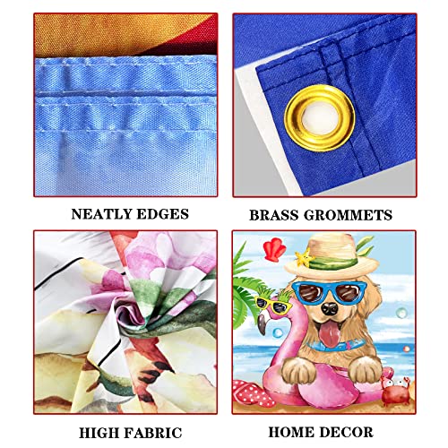 Senseven Hello Summer Pool Beach Flag 3X5 Ft, Swimming Golden Retriever Dog Flag With Brass Grommets For Yard Porch Outdoor Decor, Summer Holiday Yard Flag #TOP6