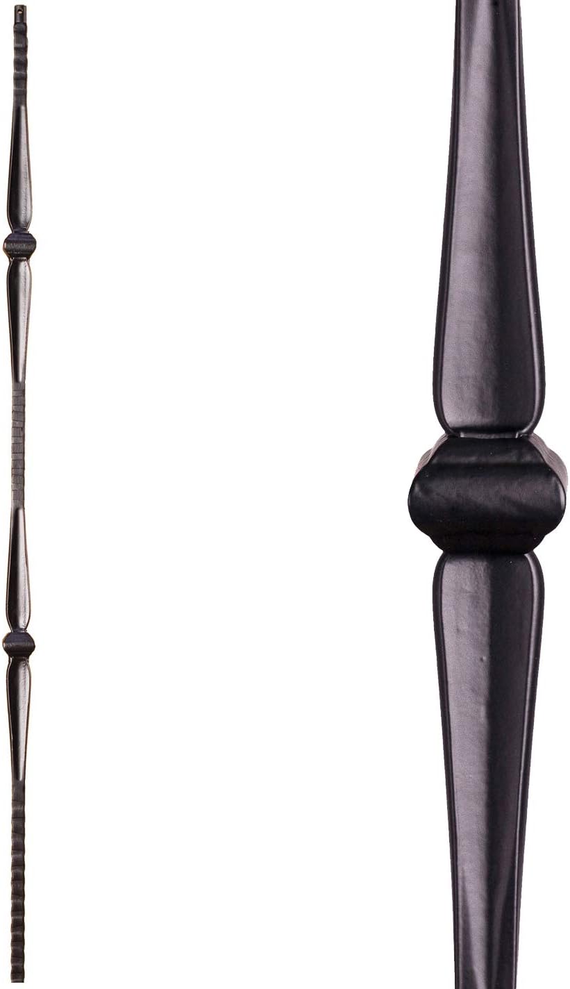Satin Black 16.1.7 Straight Gothic Hammered Bar Solid Iron Baluster for Staircase Remodel, Box of 5