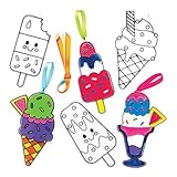 Baker Ross Ice Cream Stained Glass Decorations (Pack of 6) AW557, for Kids to Assemble and Display