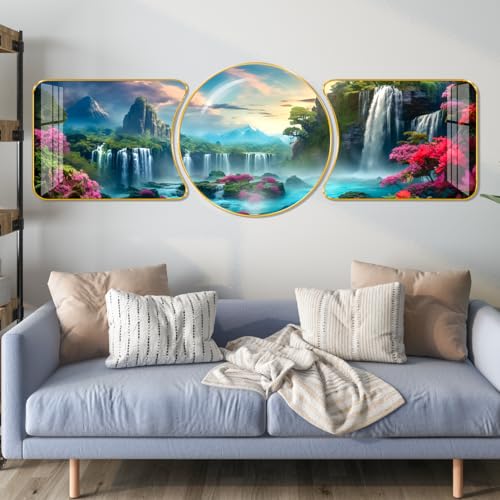 Livinluxe paintings Beautiful Waterfall Nature scenery modern art Premium Sparkle Lamination Finished Surface Golden Slim Frame 122 cm x 41 cm Large Size, For Home/Office/Hotel painting RP-18 (B0D9QM5DVD) Amazon Price History, Amazon Price Tracker