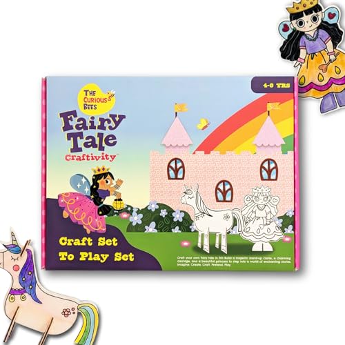 Image of The Curious Bees - Fairytale Craftivity Box for Kids (Age 4+) | DIY Princess, Unicorn & Castle Craft Kit | Build, Decorate & Play Story Set | Creative Activity Toy for Girls & Boys | BIS Approved | Made in India