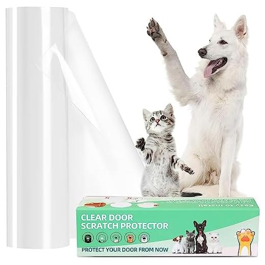 KDAOQN Door Protector from Dog Scratching, Transparent Vinyl Stickers Dog Scratch Door Protector, Custom-fit Furniture & Door Scratch-Guard Wrap, Dog Scratch Furniture Protector (79x8.3In)