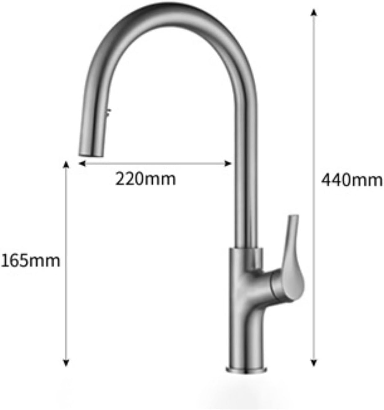 Kitchen Sink Mixer Faucets 304 Stainless Steel Material Pulling Down Cold & Hot Water, Goden,Matte Black,Gun Grey and Grey (Color : Golden Color)