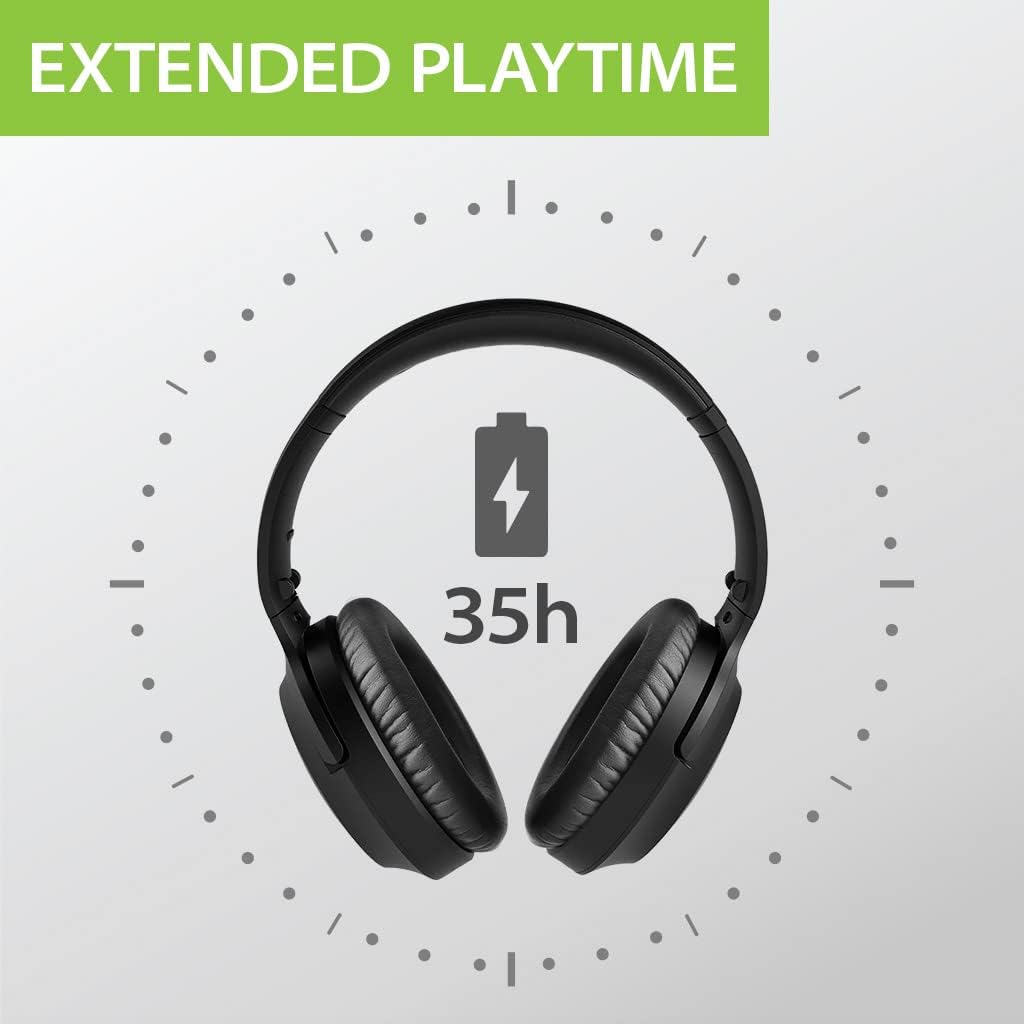 Avantree Aria - Bluetooth Noise Cancelling Over Ear Headphones with Microphone, Detachable Boom Mic for Business Calls, 35H Playtime, Wireless & Wired Headset for Phone PC Computer Laptop