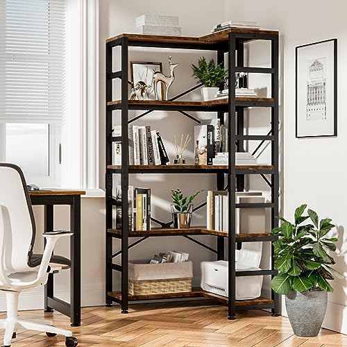 Chic 5-Tier Corner Bookshelf for Stylish Storage - Image 3