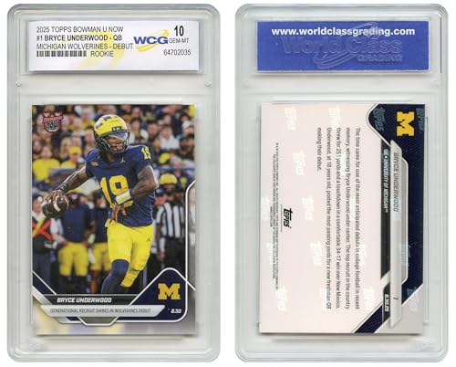 2025 Topps Bowman Bryce Underwood QB Michigan Wolverines Rookie Card #1 - Graded GEM-Mint 10
