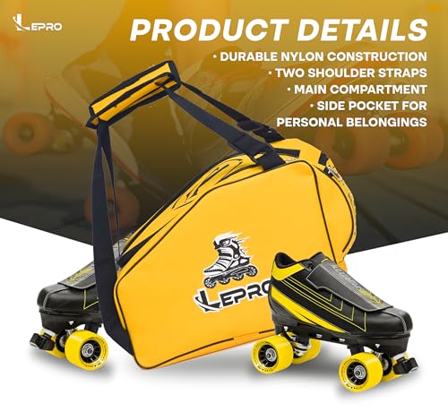 Image of LEPRO Skate Bag Roller Skate Bag | Inline Skate Bag, Premium Skating Bag and Sports Adjustable Shoulder Bag for Both Youth and Adults (Yellow)