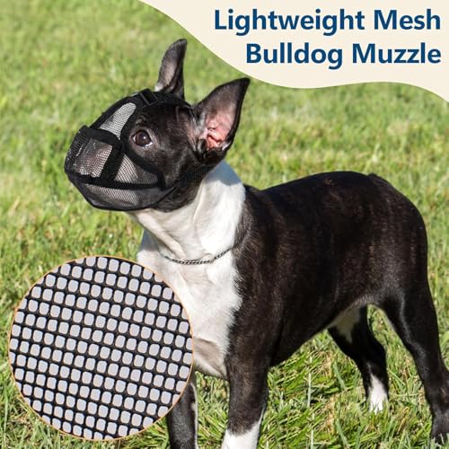Maulkorb Hunde mit Kurzer Schnauze für Französische Bulldogge und Pitbulls, Abgeflachter Schnauze Hunde Maulkorb für Shih Tzu und Mops, Anti Beißen Kauen Bellen,ermöglichen Atmen und Trinken,Schwarz S