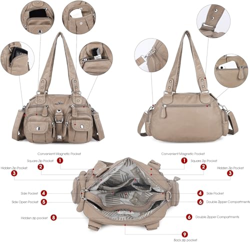 Image of Angel Kiss Hobo Crossbody Purses for Women Shoulder Bag Multipocket Soft Hobo Purses Removable Strap Leather Handbags