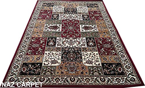 Image of Kashmiri Traditional Woollen Carpet with Advanced 1 Inch Thickness & Classical Look 180x275cm (6x9 Feet) Color Maroon