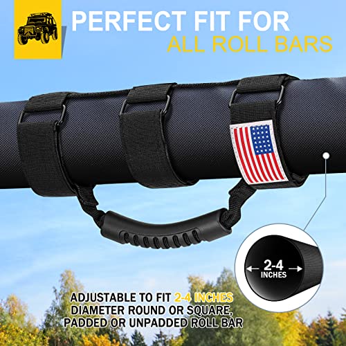 Image of moveland Roll Bar Grab Handles with US Flag for Jeep Wrangler 1955-2023