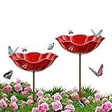 2 Stück Bienentränke Blumes Für Den Garten, Bienenbäder Für Den Garten, Dekorative Metall Gartenstecker, Insektentränke Gartens Für Bienens Schmetterlingstränke, Vogeltränke Futterschale, Für Rasen
