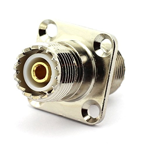 DGZZI 2-Pack UHF Female to UHF Female RF Coaxial Adapter with 4-Hole Panel Mount UHF Coax Jack Connector