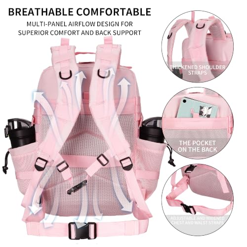 Image of Military Tactical Backpack 45L /25L 3 Day Assault Pack Molle Daypack Hiking Backpack for Men and Women (Pink, 45L)