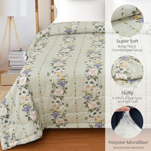 Image of FRESH FROM LOOM Microfiber All Seasons Collection Micro Fiber Comforter | Dohar | Quit | Single Bed | Double Weaved | Washable | Hypoallergenic Skin Friendly (Pale-Leaf | 60x90 in, Single Bed)