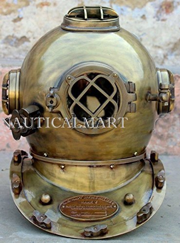 NAUTICAL MART Casco de Buceo Antique Scuba Divers US Navy Mark V Deep Sea Marine Divers 18"