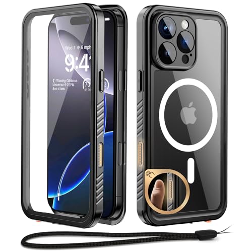 Coque Étanche iPhone 16 Pro antichoc MagSafe avec film protection écran noir